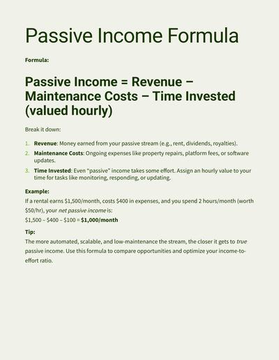 passive income formula